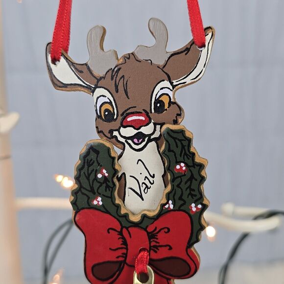1988 Kurt Adler Rudolph The Red Nosed Reindeer Vintage Wood Ornament - Picture 2 of 7